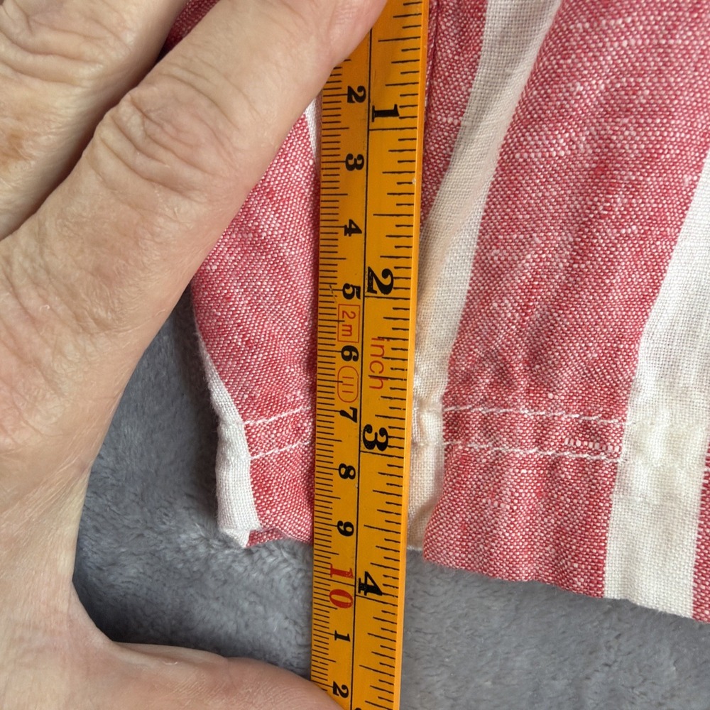 Nicole Miller New York Womens M Red White Stripe 100% Linen Shorts High Rise - Picture 7 of 9